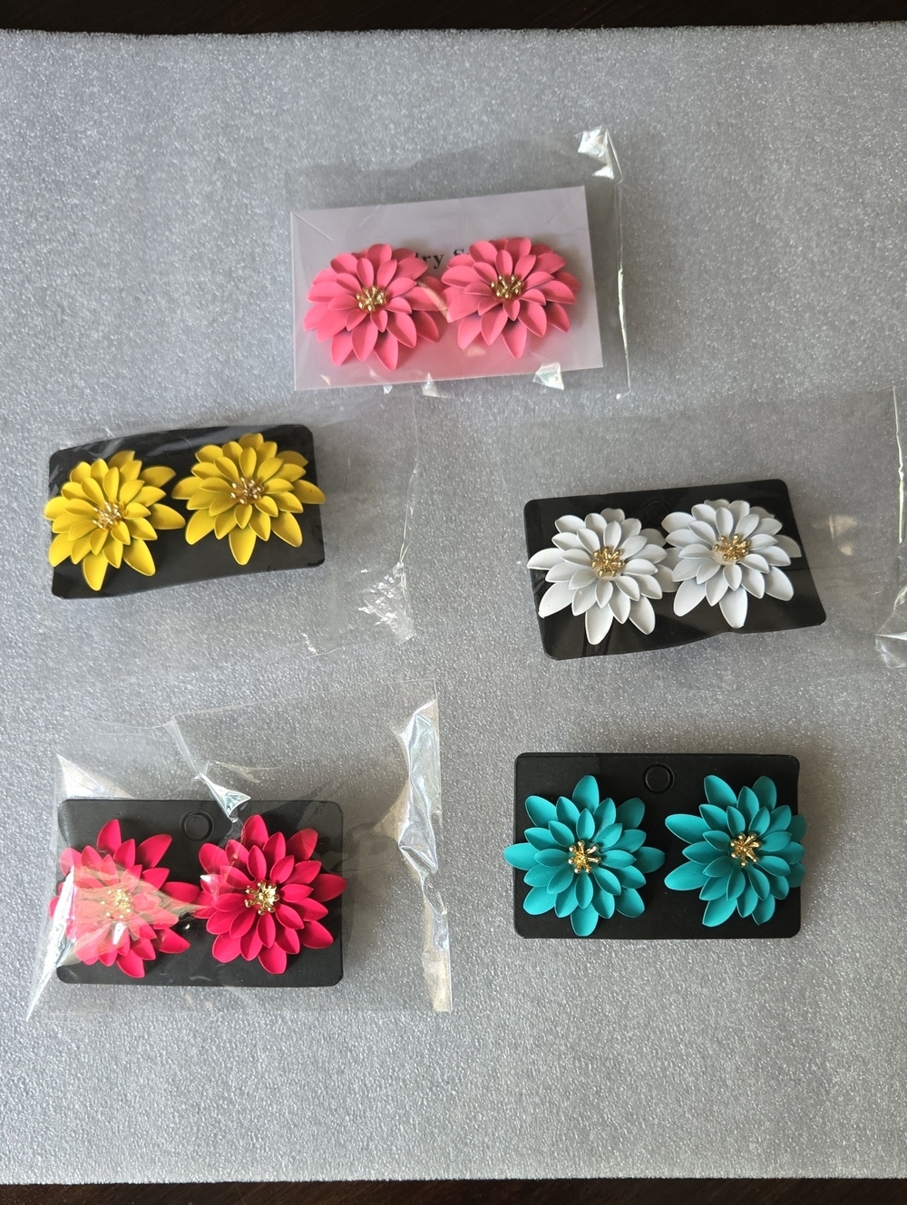 Floral Resin Stud Earrings - Pink, Yellow, White, Hot Pink, Teal Bundle